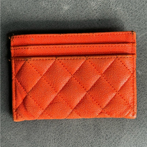 Chanel Caviar Boy Cardholder in Orange SHW - Picture 3 of 11